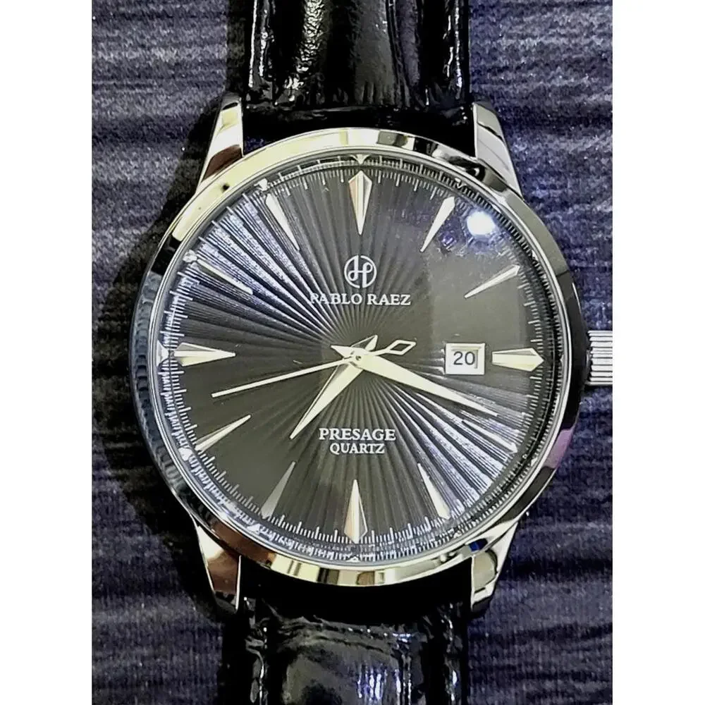New Vintage Pablo Raez 40mm Mens Slv‎ Blk Blk Presage Watch